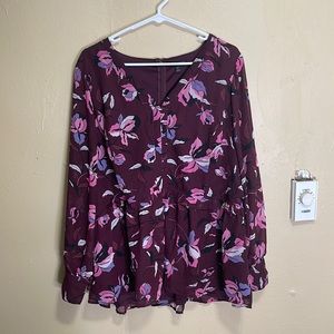 Plum Floral Lane Bryant Blouse
